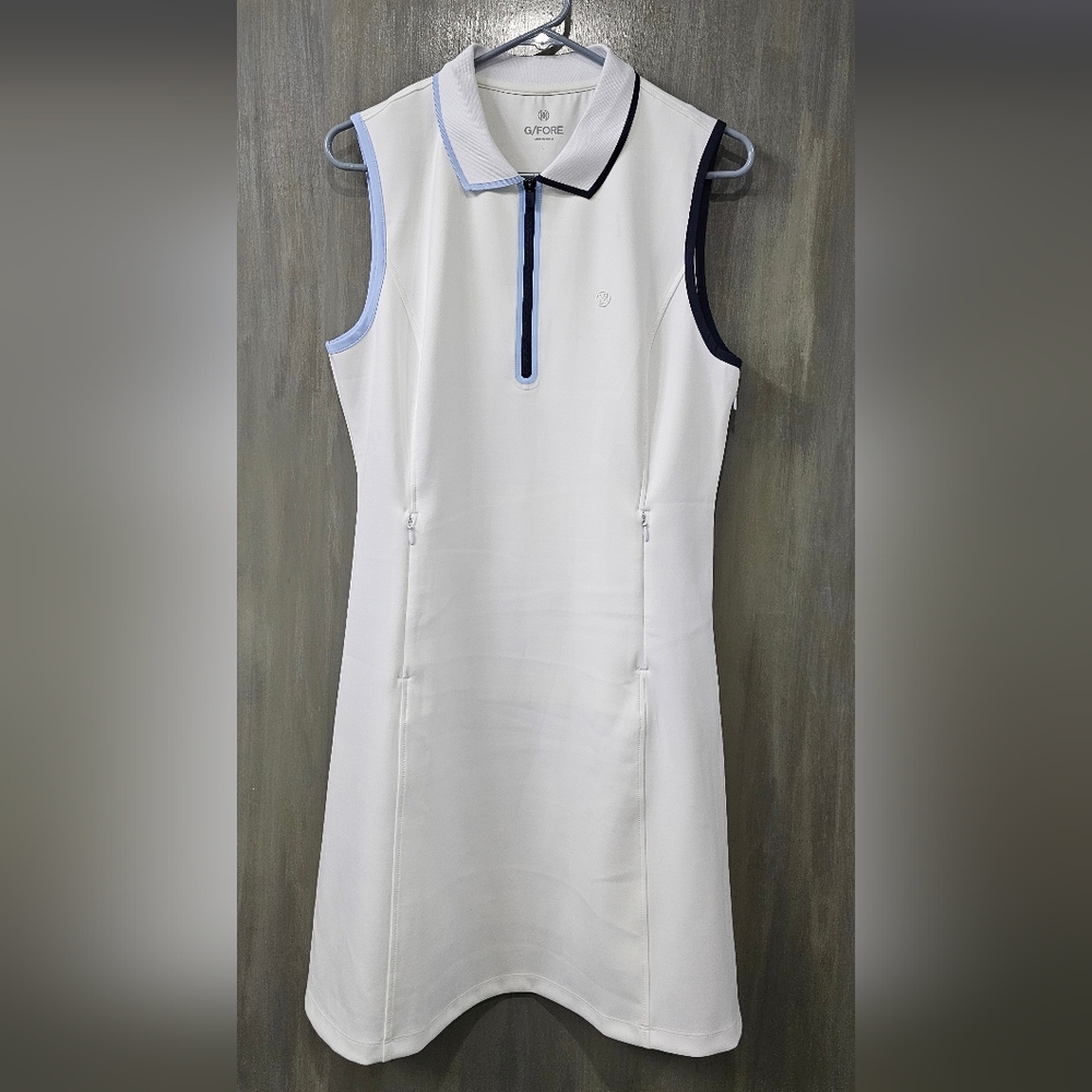 Elegant G/FORE Golf DRESS. A  Contrast Polo Quarter Zip Sleeveless Dress Size L